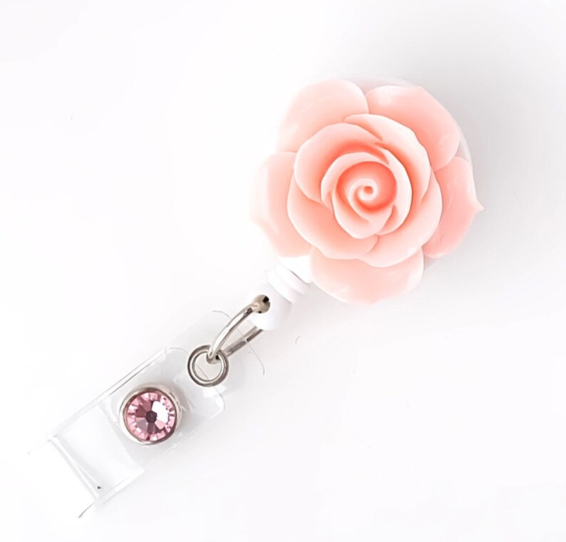 Full Bloom Rose Retractable ID Badge Holder Flower Badge Etsy