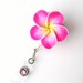 Hot Pink Plumeria - Retractable ID Badge Reels - Flower Badge Holder - Designer ID Reel - Nurse Gift - Pretty ID Badge Clips - BadgeBlooms 
