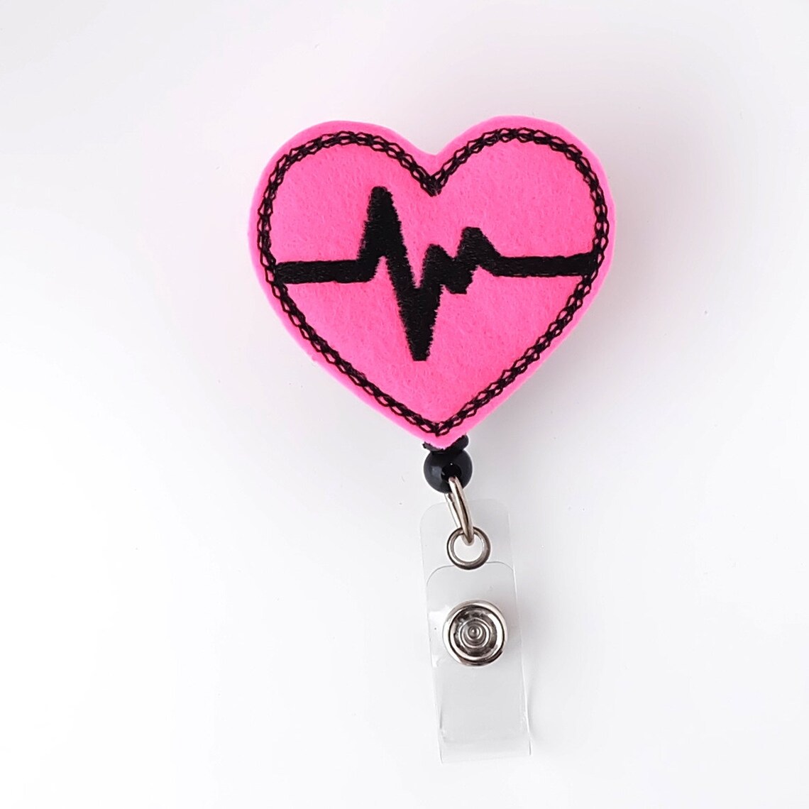 EKG Strip Badge Reels Felt Badge Reel Cute Badge Clip Etsy