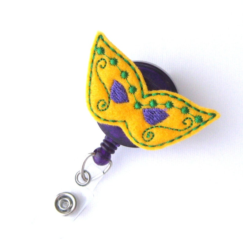 Mardi Gras Mask Name Badge Holders Cute Badge Reels Etsy