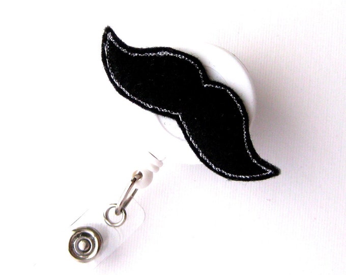 Mr Moustache Funny Name Badge Holder Cute Badge Reels - Etsy