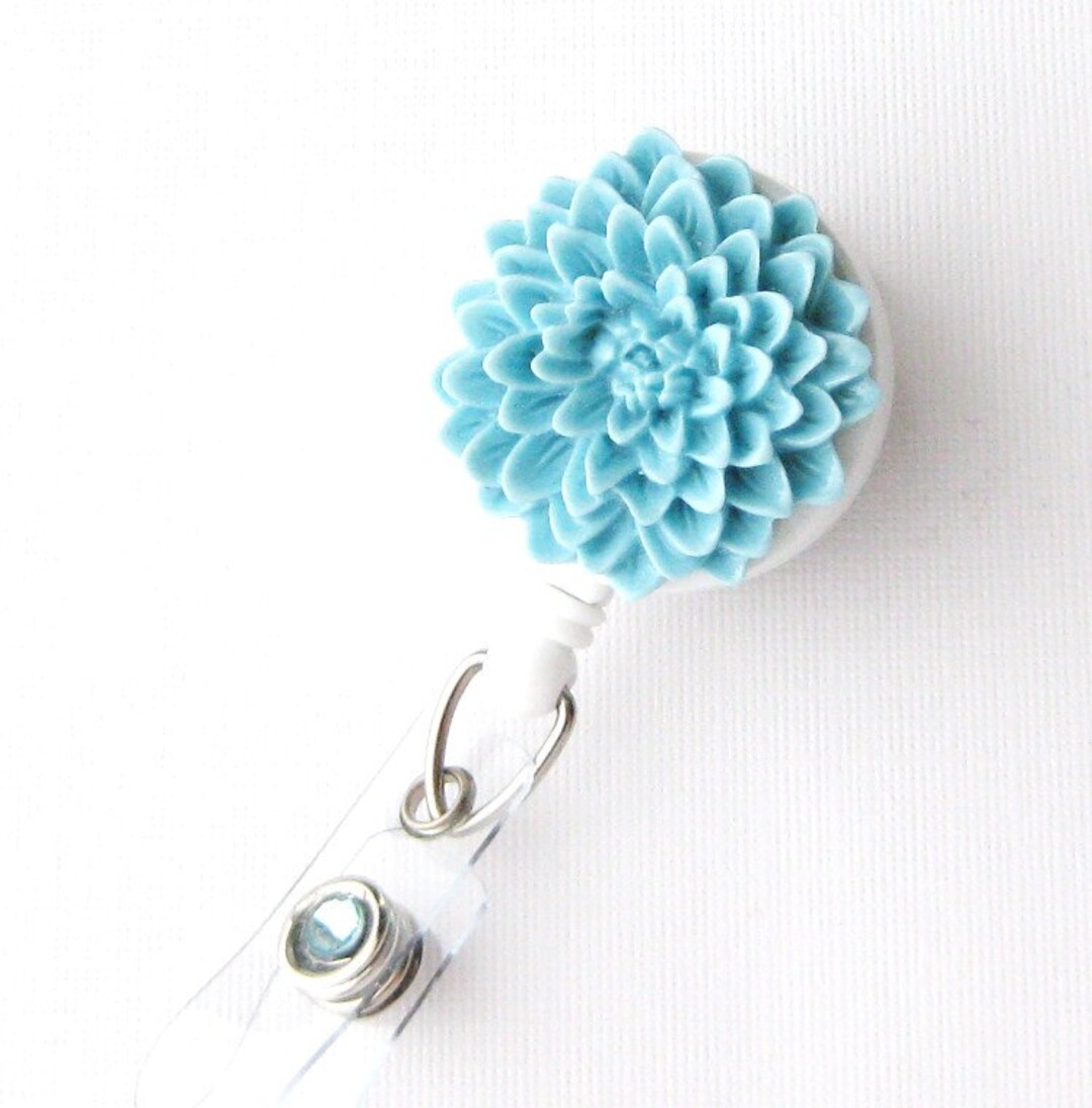 Sky Blue Flower ID Badge Holder Flower Badge Reels Etsy