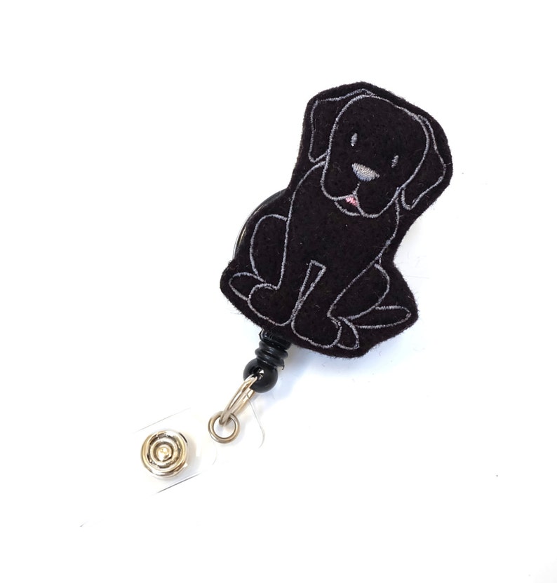 Black Labrador Pup Felt Badge Holder Cute Dog Badge Reel Etsy
