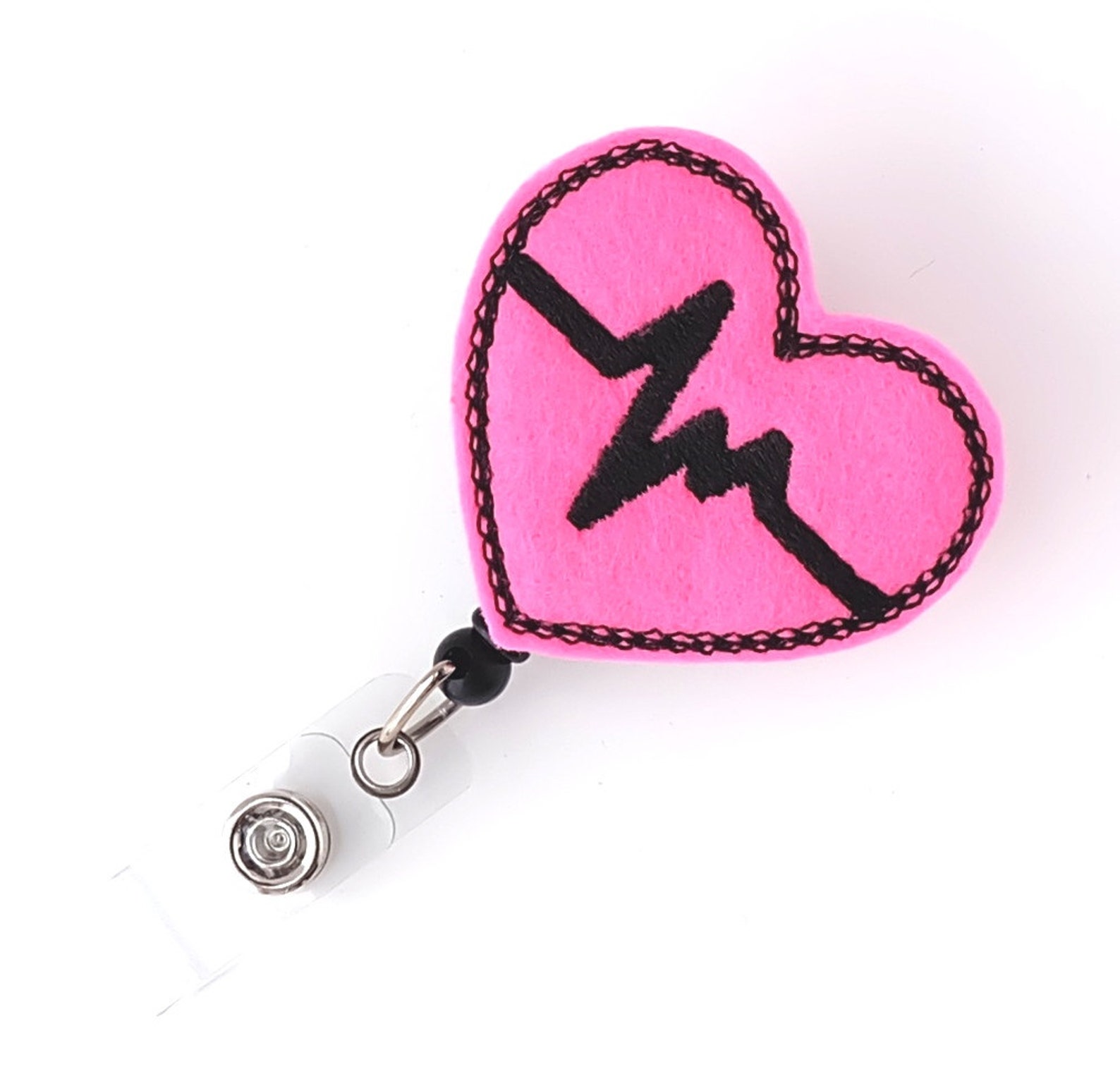 EKG Strip Badge Reels Felt Badge Reel Cute Badge Clip Etsy