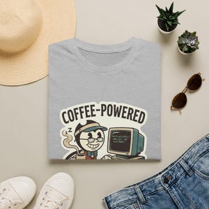 Coffee-Powered Programmer T-Shirt, Funny Tech Humor Gift for Coders, Programming Enthusiast Apparel