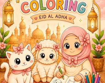 Cozy Eid Al Adha Coloring Book | Cute Islamic Printable Coloring Pages PDF