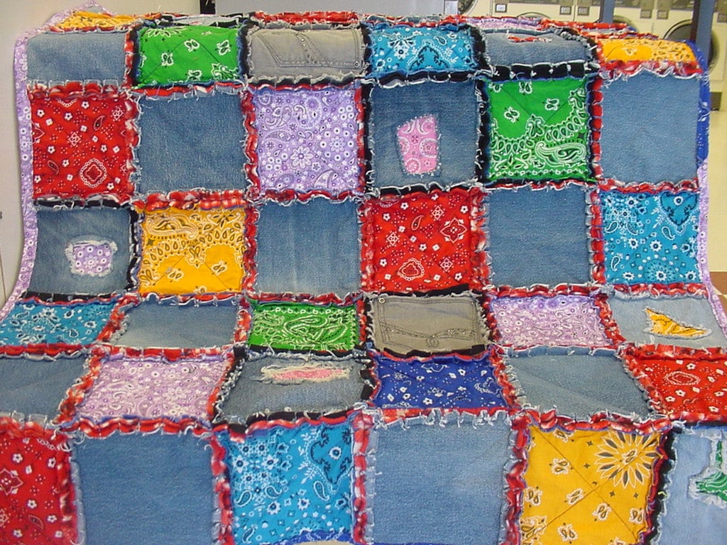 Bandana Denim Rag Quilt Etsy