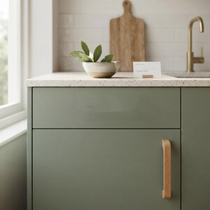 Solid Wood Cabinet Handles Knobs | Beech & Walnut Drawer Pulls | 128mm 192mm Wooden Scandinavian Furniture Knobs image 3