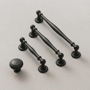 Matte Black Cabinet Handles & Knobs | Zinc Alloy Drawer Pulls | 96mm 128mm 192mm