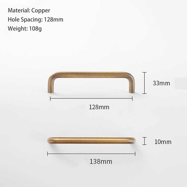 Solid Brass Round Knobs Cabinet Pull Handle, Modern Drawer Pull, 320 224 160 128 96 mm 128mm/5"