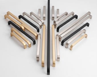 Modern Cabinet Handles, Minimalist Drawer Pulls, Kitchen Cabinet Hardware, Matte Black, Brushed Gold, Brushed Nickel