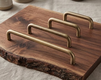 Solid Copper Cabinet Pull Handles, Slightly Gold Dresser Pull, Simple and Morden