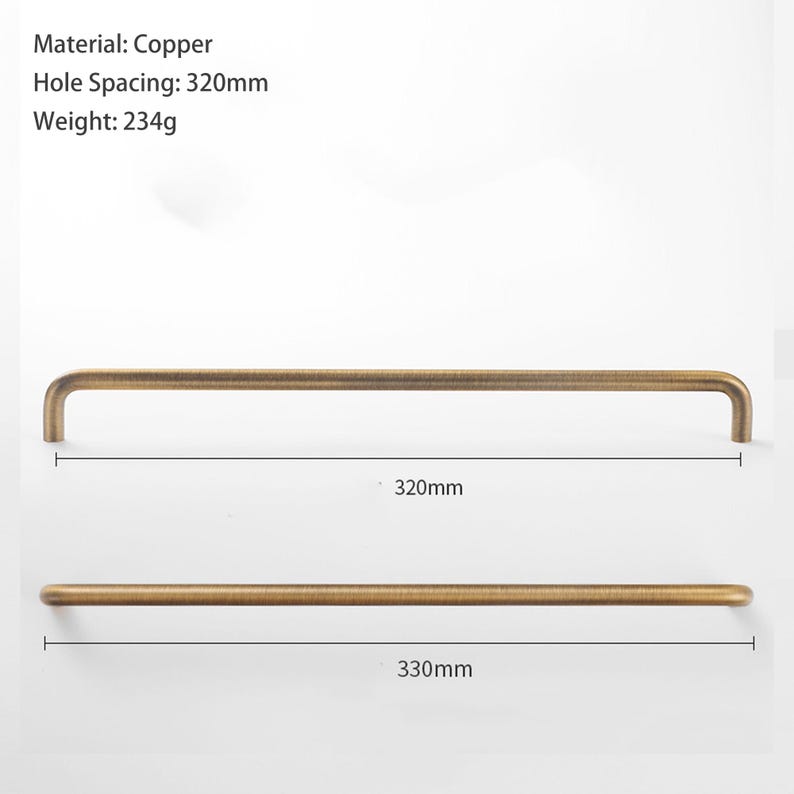 Solid Brass Round Knobs Cabinet Pull Handle, Modern Drawer Pull, 320 224 160 128 96 mm 320mm/12.6"