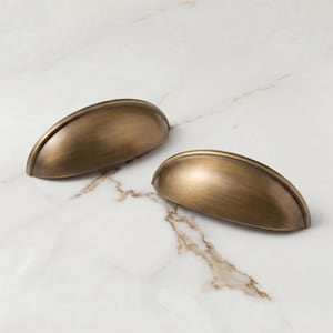 Solid Copper Cabinet Pull Handle, Cup Pull, Minimalist Furniture Handle, Dresser Pull 76mm