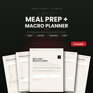 Maaltijdplanner | Macrotracker, boodschappenlijst (digitale download)