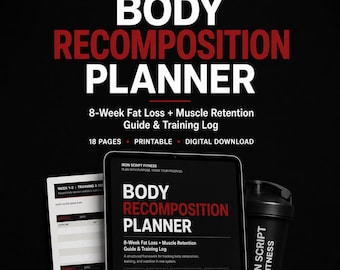 8-Week Body Recomposition Planner, Fat Loss Tracker, Muscle Retention Guide (Digital Download)