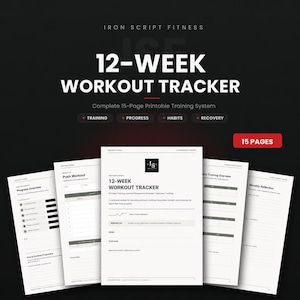 12-Wochen Workout-Tracker, Trainingstagebuch, Graduierte Belastung (Digitaler Download)