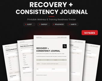 Fitness Recovery Journal | Sleep, Energy, Stress, Habits Tracker (Digital PDF)