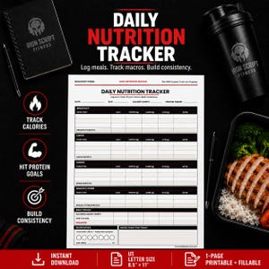 Daily Nutrition Tracker afdrukbare en invulbare pdf, macro-calorie-eiwitlogboek (digitale download)