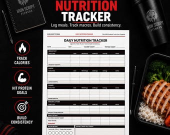 Daily Nutrition Tracker Printable & Fillable PDF, Macro Calorie Protein Log (Digital Download)