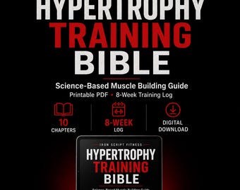 Hypertrophy Training Bible, Science-Based Muscle Building Guide, 8-Week Workout Log (Digital Download)
