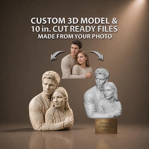 Custom Couple 3D Portrait Model, 10 Inch Laser Cut Files (Digital Download)