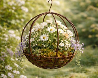 Metall Blumenampel Pflanzkorb Hängekorb Hängeampel Ampel Pflanzkorb Gartenkugel 30cm Durchmesser Gartendekoration Advent Weihnachten Deko