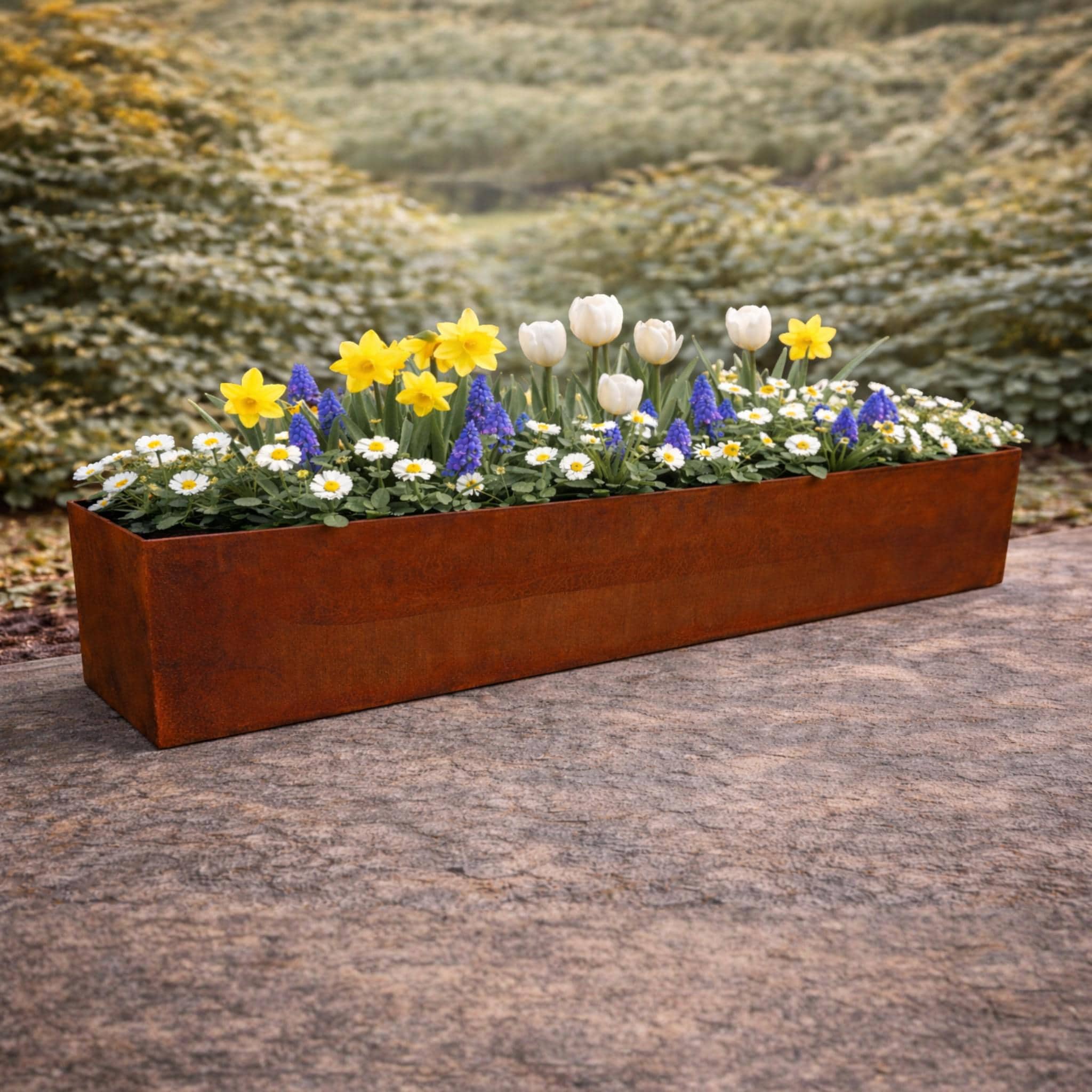 blumenkasten granit optik Blumenkasten mit Untersetzer 60 cm lang Rattan-Optik anthrazit