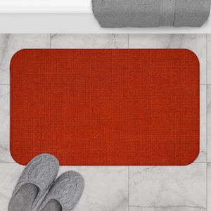 Terracotta Bath Mat, Textured Fabric Look Microfiber Bathroom Rug, Minimalist Solid Color Bath Mat, Non-Slip Bathroom Rug