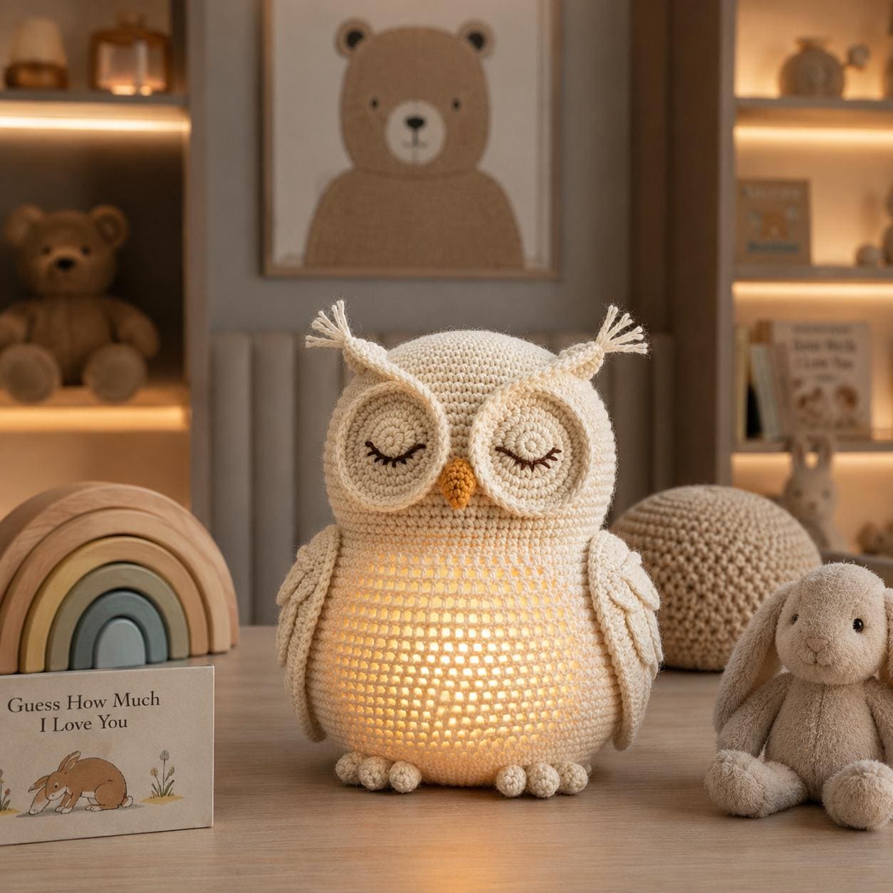 Sleeping Owl Crochet Pattern PDF, Amigurumi Owl Lamp Pattern, Cute Nursery Decor Crochet Tutorial