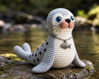 Cute Crochet Seal Amigurumi Pattern PDF, Realistic Baby Seal Crochet Tutorial, Ocean Animal Plush Crochet Pattern