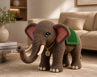 Crochet Elephant Pattern PDF, Realistic Amigurumi Elephant Tutorial, Elephant Crochet Pattern, Safari Animal Plush PDF, DIY Crochet Toy