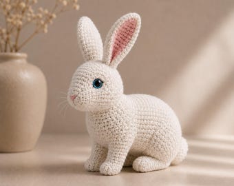 White Bunny Crochet Pattern PDF, Realistic Rabbit Amigurumi Pattern, Easter Bunny Crochet Tutorial, Stuffed Animal DIY