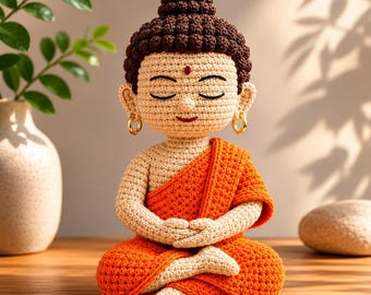 Crochet Meditation Doll Pattern PDF, Amigurumi Monk Crochet Pattern, Zen Decor Doll, Spiritual Crochet Toy Tutorial
