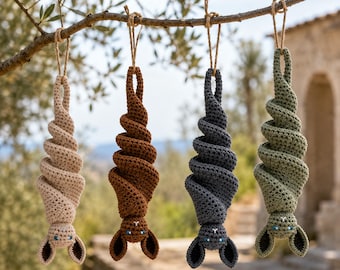 Crochet Bat Wind Spinner Pattern PDF, Hanging Bat Decor Crochet Tutorial, Spiral Wind Spinner Crochet Pattern, Amigurumi Wind Spinner