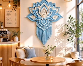 Lotus Macrame Wall Hanging Pattern PDF, Boho Lotus Flower Crochet Pattern, Mandala Wall Decor DIY Fiber Art Tutorial