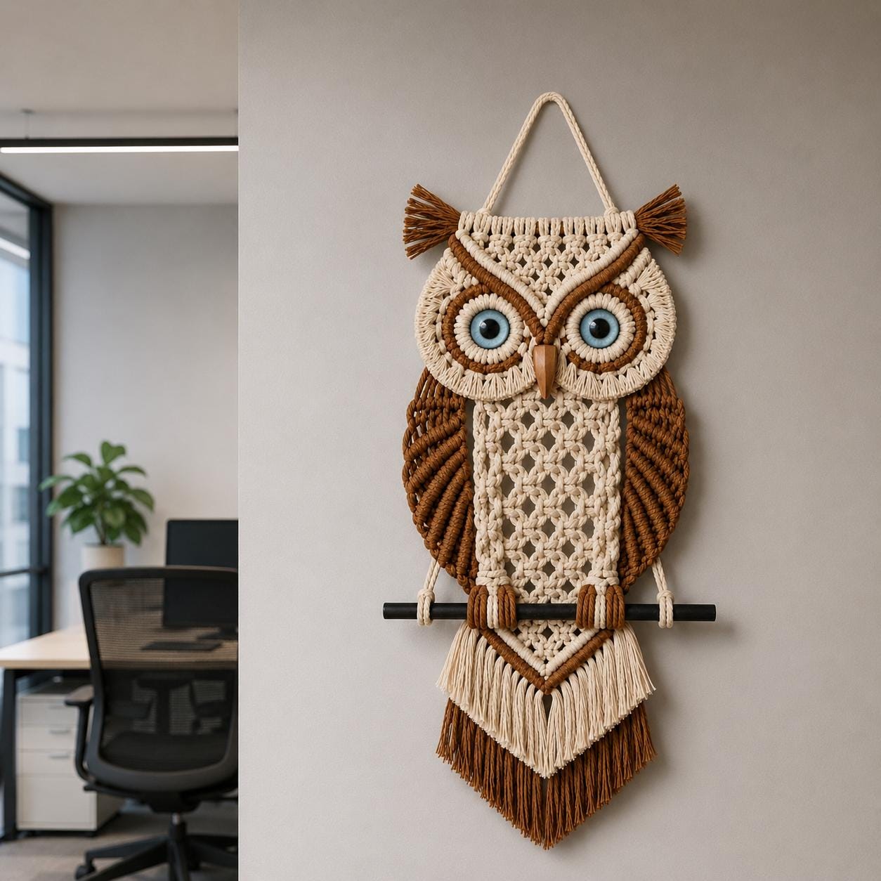 Macrame Owl Wall Hanging Pattern PDF, Boho Owl Decor Tutorial, DIY Fiber Art Owl, Modern Wall Hangin