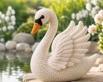 Crochet Swan Amigurumi Pattern PDF, Elegant Swan Crochet Tutorial, Bird Plush Crochet Pattern, Beginner Friendly DIY Gift