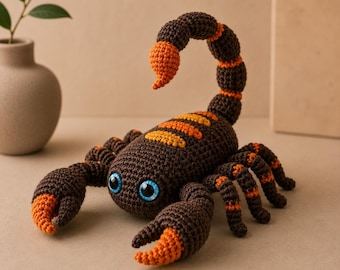 Virkmönster för skorpioner i PDF-format, handledning för amigurumi-skorpioner, virkmönster för realistisk skorpioner, gör-det-själv-mönster för plyschdjur, direktnedladdning