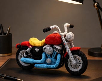 PDF motif moto au crochet, tutoriel vélo Amigurumi, motif moto vintage au crochet, vélo jouet fait main bricolage