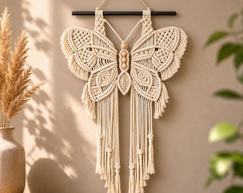 Macrame Butterfly Wall Hanging Pattern PDF, Boho Butterfly Macrame Tutorial, DIY Fiber Art Wall Decor, Instant Download Macrame Pattern