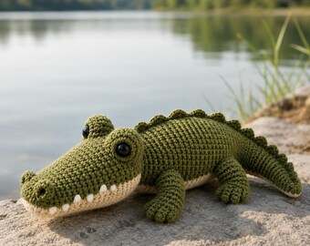 PDF motif crocodile réaliste au crochet, tutoriel Crocodile Amigurumi, motif reptile en peluche au crochet, motif jouet animal bricolage