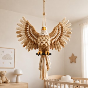 Macrame Eagle Wall Hanging Pattern PDF, Phoenix Bird Macrame Tutorial, Large Winged Bird Fiber Art, DIY Macrame Wall Decor, Instant Download