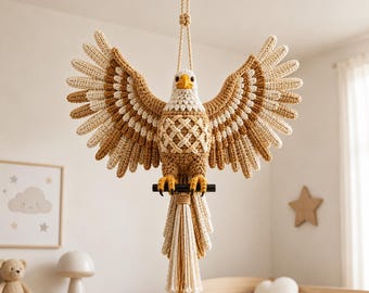 Macrame Eagle Wall Hanging Pattern PDF, Phoenix Bird Macrame Tutorial, Large Winged Bird Fiber Art, DIY Macrame Wall Decor, Instant Download