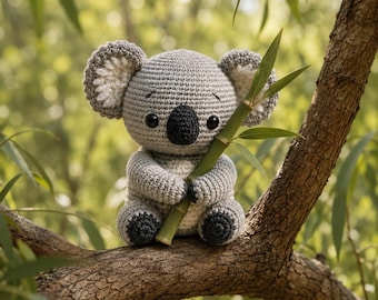 Schema per koala all'uncinetto in PDF, tutorial amigurumi koala, schema per un simpatico animale all'uncinetto, peluche all'uncinetto, decorazione per la cameretta dei bambini, regalo fai da te all'uncinetto