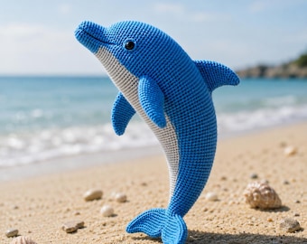 Blue Dolphin Crochet Pattern PDF, Amigurumi Dolphin Tutorial, Ocean Animal Crochet Pattern, Cute Dolphin Plush DIY
