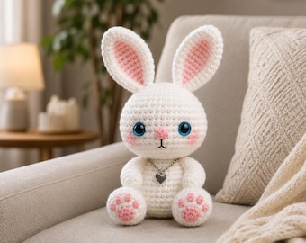Cute Bunny Crochet Pattern PDF, Amigurumi Rabbit Pattern, Kawaii Bunny Plush Tutorial, Crochet Animal Toy Pattern