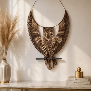 Macrame Owl Wall Hanging Pattern PDF, Boho Owl Macrame Tutorial, DIY Wall Decor, Fiber Art Home Decoration Guide