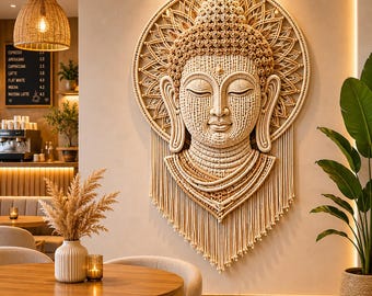 Macrame Buddha Wall Hanging Pattern PDF, Crochet Buddha Tapestry Tutorial, Boho Wall Decor, Spiritual Fiber Art Pattern