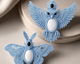 Macrame Eagle Necklace Pattern PDF, Crochet Bird Pendant Tutorial, Boho Statement Jewelry, Fiber Art Necklace DIY